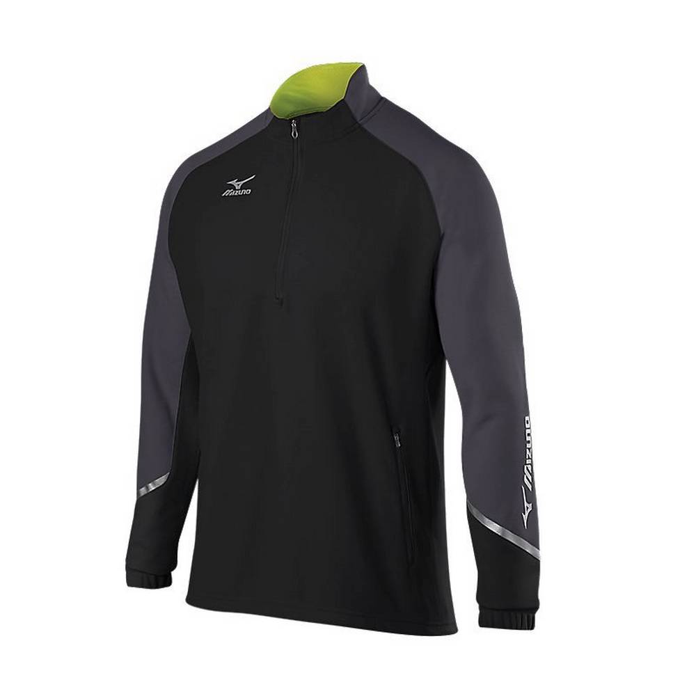 Mens Mizuno Elite 1/2 Zip Pullover Black/Grey Philippines (LIBVRF762)